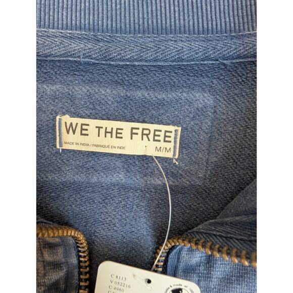 Free People Sweatshirt Womens Medium Dark Blue Long Sleeve Parker Half-Zip NWT - Picture 3 of 5